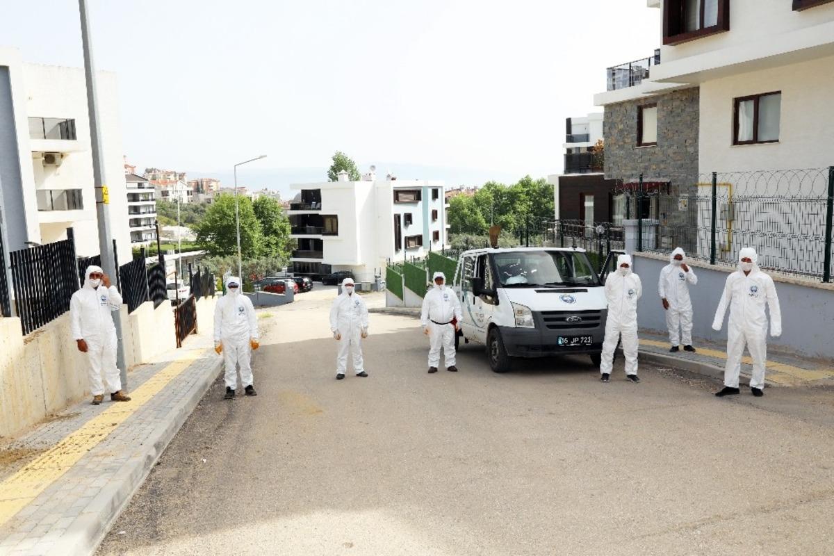 Mudanya&rsquo;da 6 binden fazla apartman ve site dezenfekte edildi