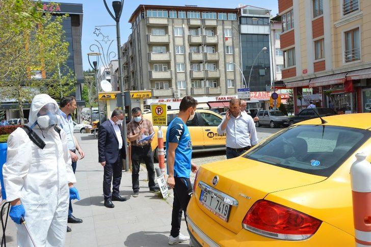 Havza’da taksi durakları ve taksiler dezenfekte edildi G3