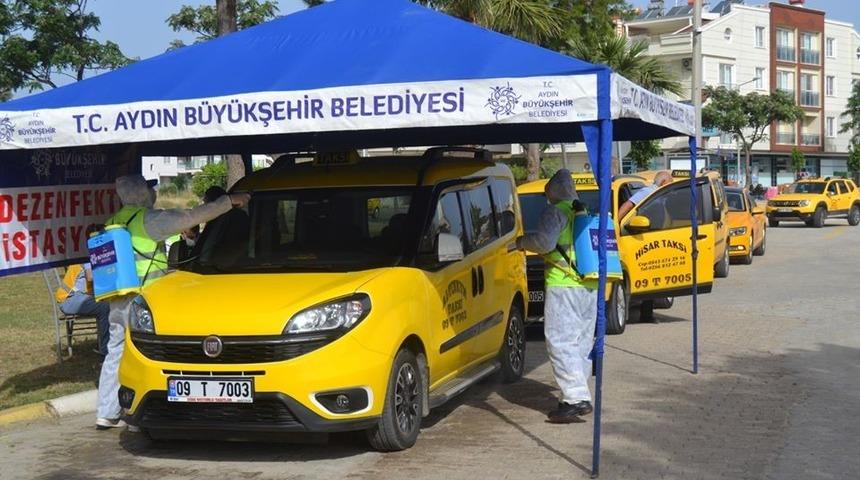 Didim&rsquo;de taksiler dezenfekte edildi