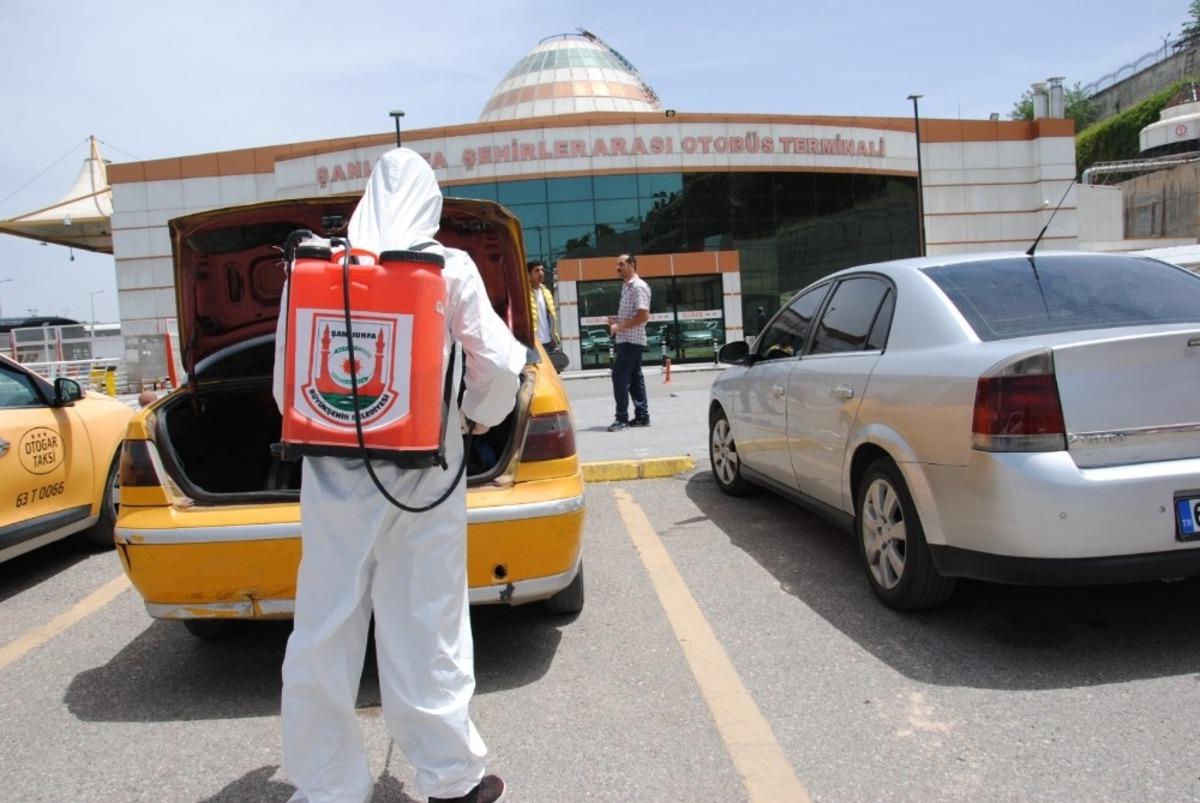 Şanlıurfa&rsquo;da ticari taksiler dezenfekte edildi