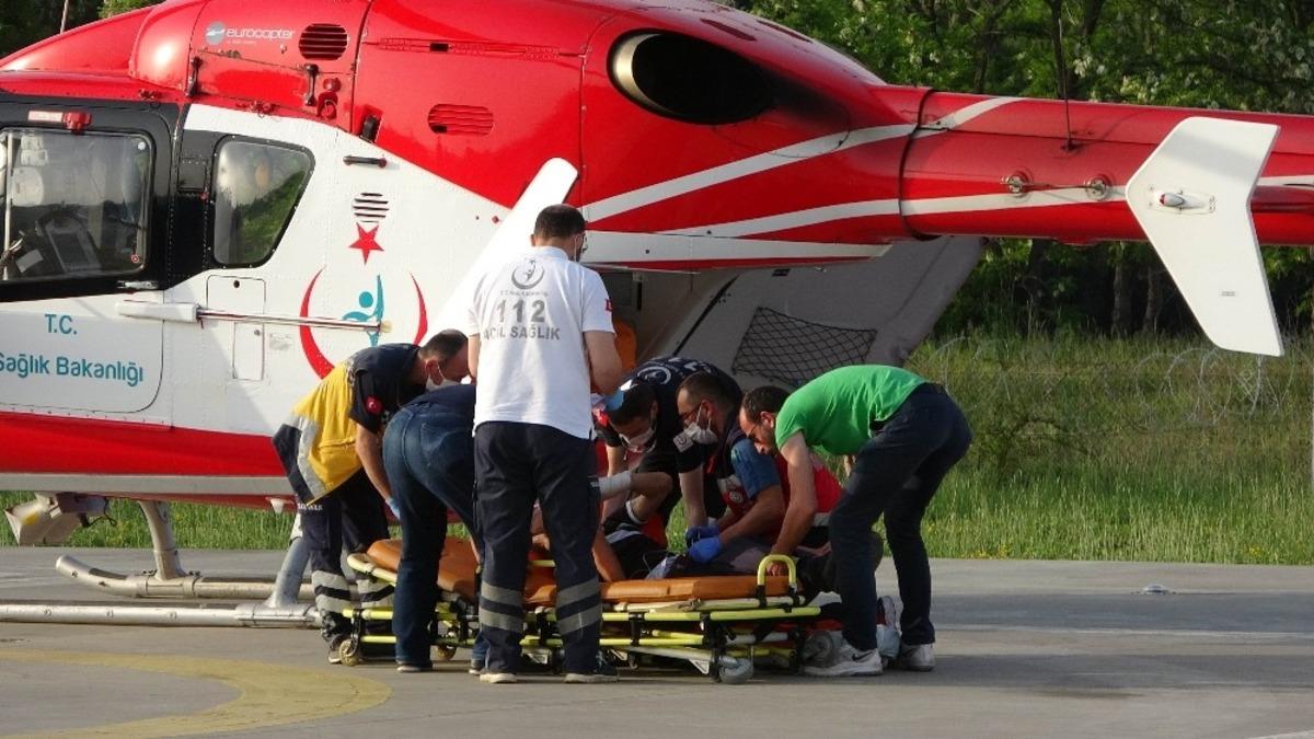 B&ouml;brek hastasının yardımına ambulans helikopter yetişti