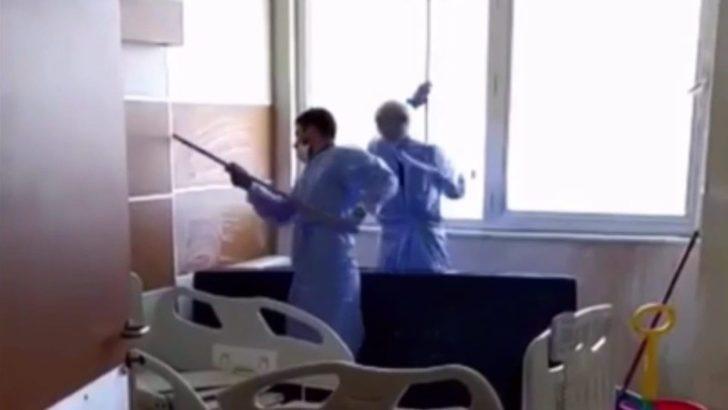 Taburcu edilen hastaların kaldıkları odalar dezenfekte ediliyor G2