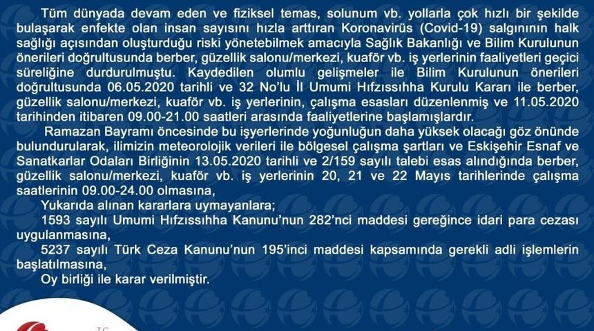 Berber, g&uuml;zellik salonu ve kuaf&ouml;rlerin &ccedil;alışma saatleri değişti