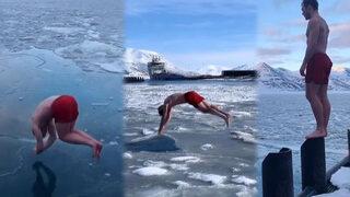 Arktik Okyanusu'ndaki buzullara aldırmadan böyle yüzüyor