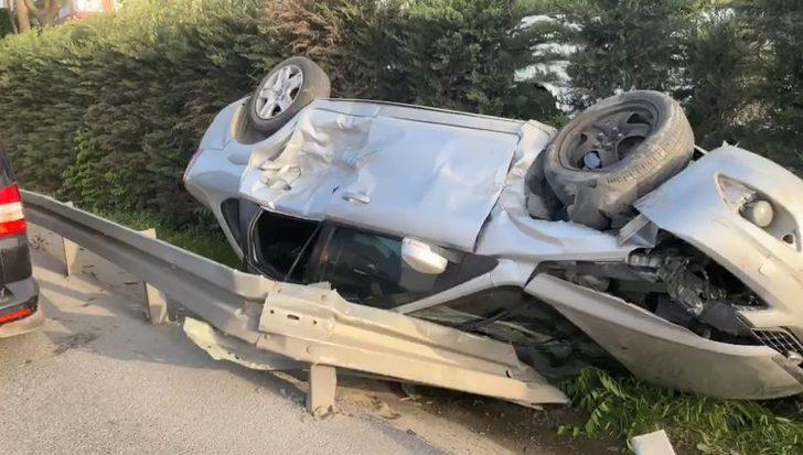 Takla atan araçtan burnu bile kanamadan kurtuldu G1