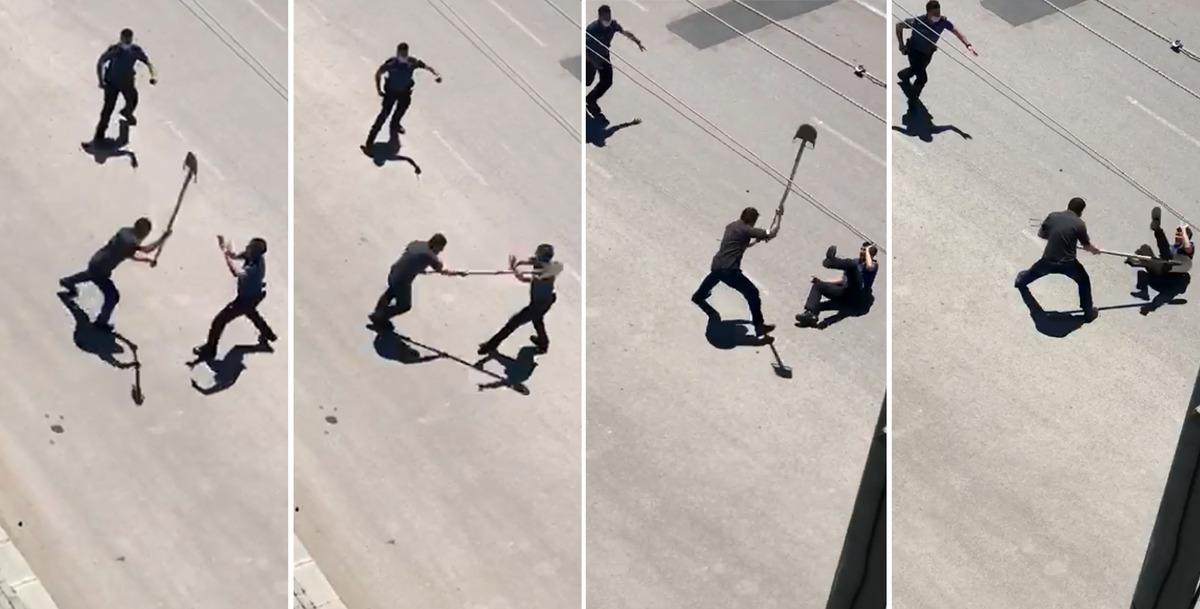 Ambulansa taş atıp, polisin başına k&uuml;rekle vurdu