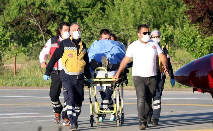 Hızarla elini kesen kişi ambulans helikopterle hastaneye kaldırıldı G2