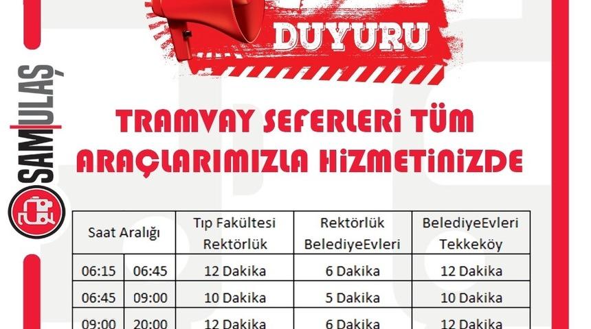 Samsun&rsquo;da tramvay seferlerinde &lsquo;normalleşme&rsquo;