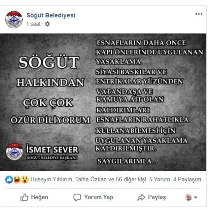 Söğüt Belediye Başkanı Sever esnaftan özür diledi G3