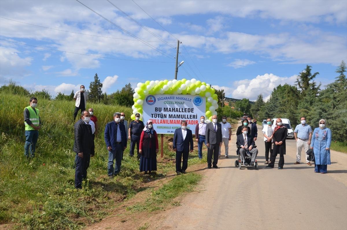 Denizli'de sigarasız mahalleye "t&uuml;t&uuml;n mamulleri kullanılmamaktadır" tabelası asıldı