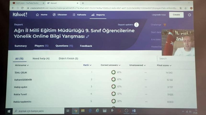 Ağrı&rsquo;da &ldquo;Online Bilgi Yarışması&rdquo; tamamlandı