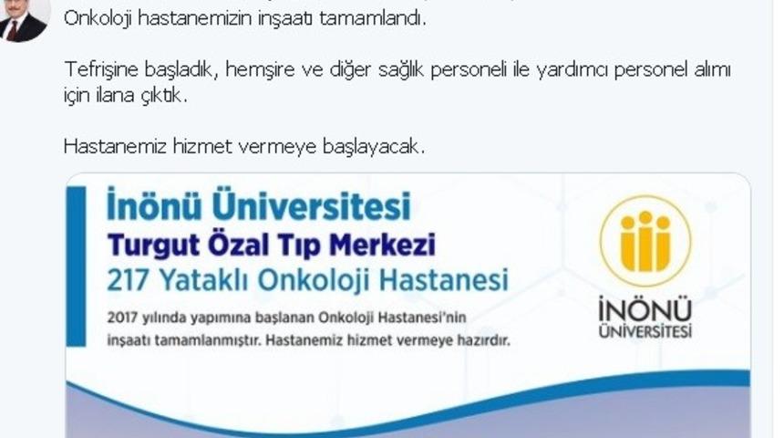 Malatya Onkoloji Hastanesinin yapımı tamamlandı