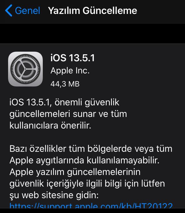 iOS 13.5.1 detayları