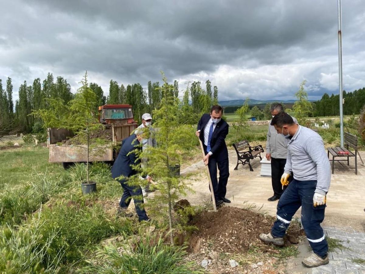 Kaymakam ve belediye başkanı şehit mezarını kendi elleriyle d&uuml;zenledi
