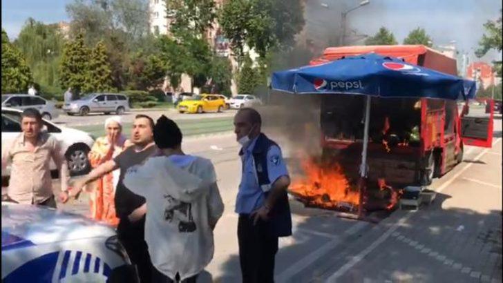 Satış yapmasına izin verilmeyince kamyonetini ateşe verdi G3
