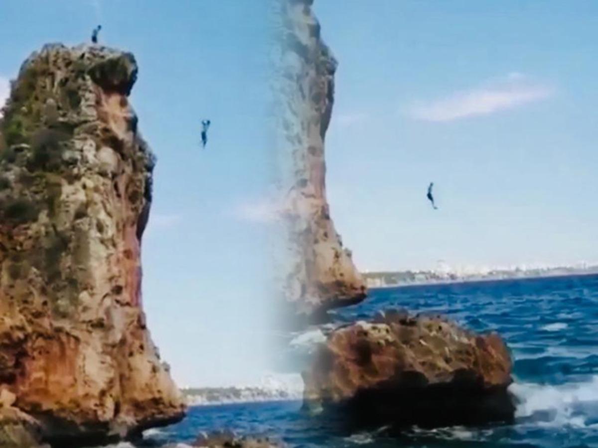 Yasak kalktı! 30 metreden kendini denize bıraktı