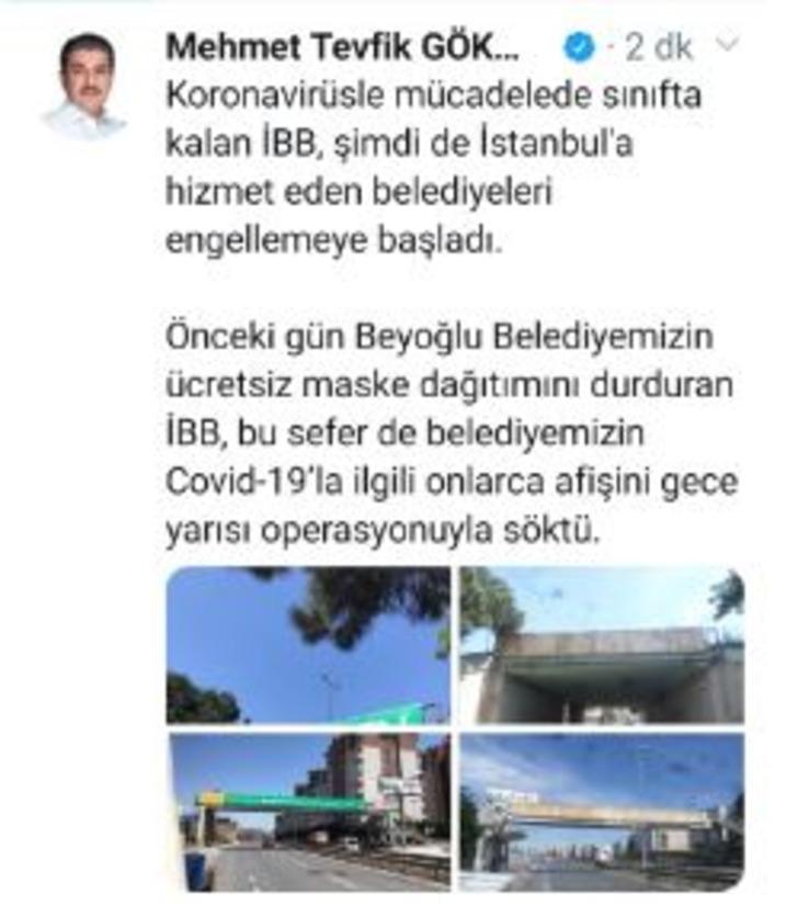 Tevfik Göksu'dan İBB'ye koronavirüs afişi suçlaması G1
