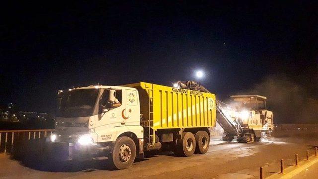 Kocasinan’da yenilenen Ihlamur Köprüsü için 24 saat çalışma