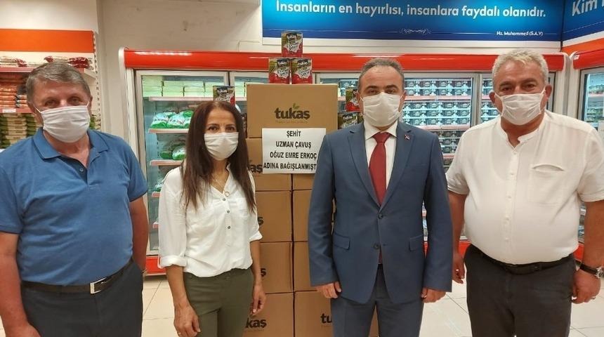 Şehit ailesinden gıda bankasına bağış