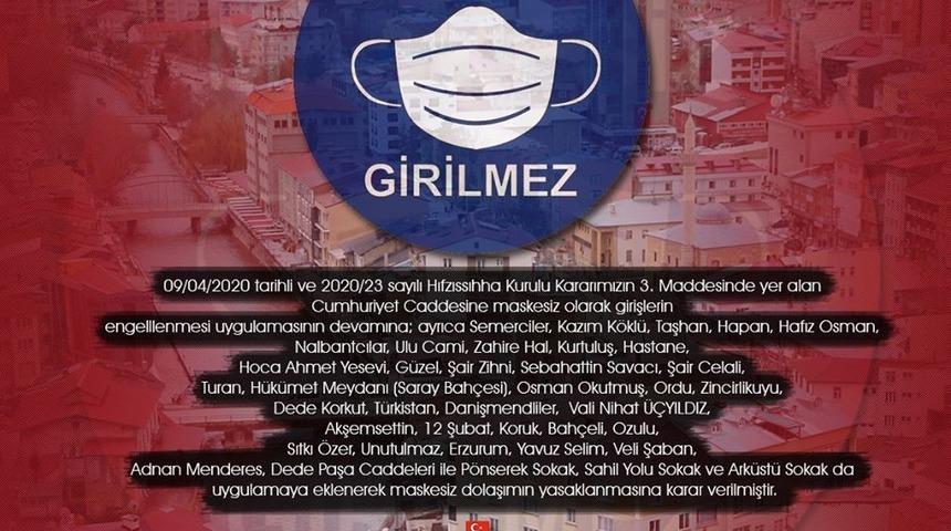 Bayburt’ta 36 cadde ve 3 sokağa maskesiz girişler yasaklandı