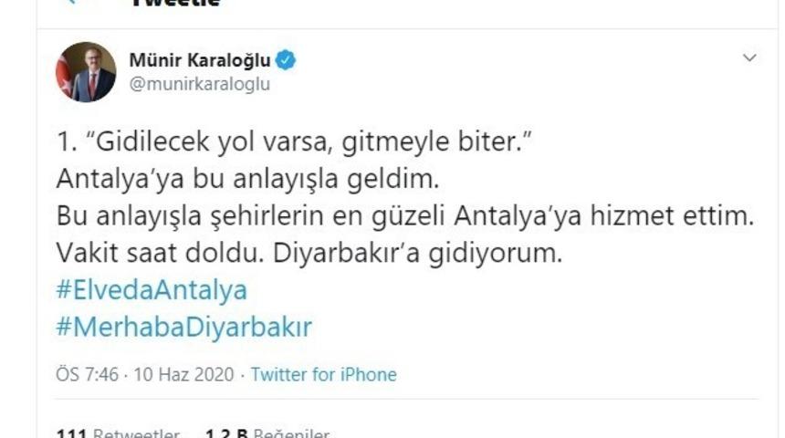 Vali Karaloğlu’ndan duygusal paylaşım: “Vakit saati doldu”