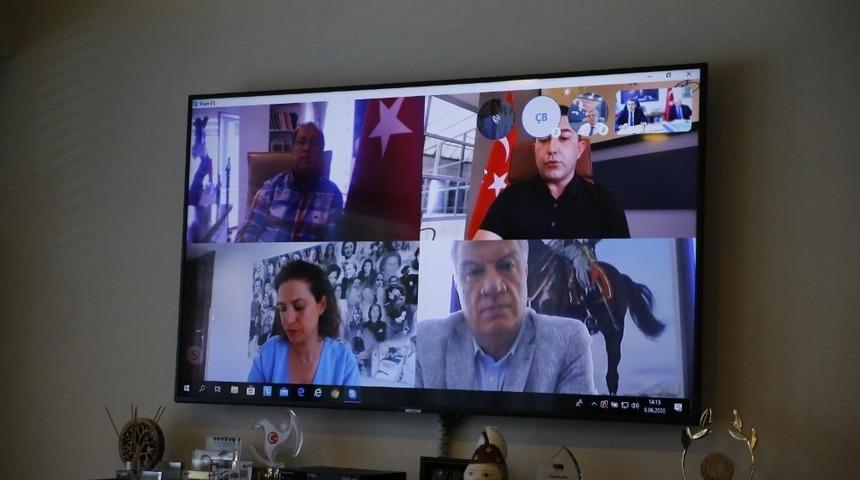 Kıyı Ege Belediyeleri video konferansta bir araya geldi