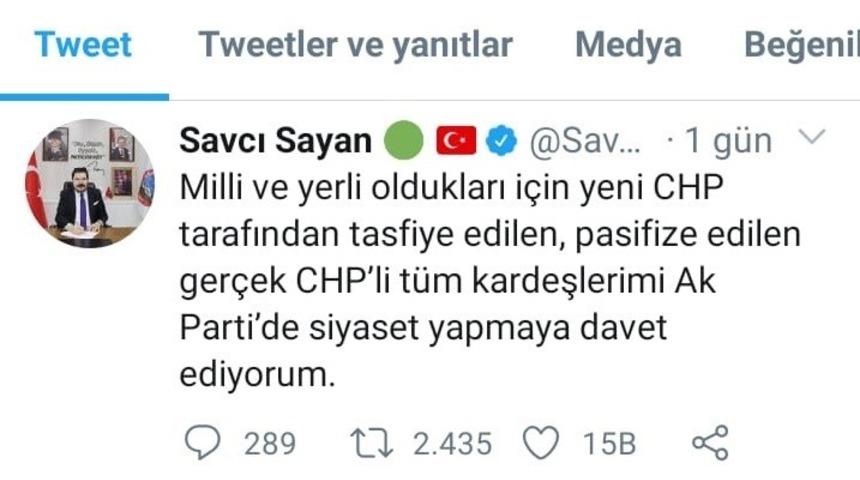 Sayan’dan CHP’lilere çağrı