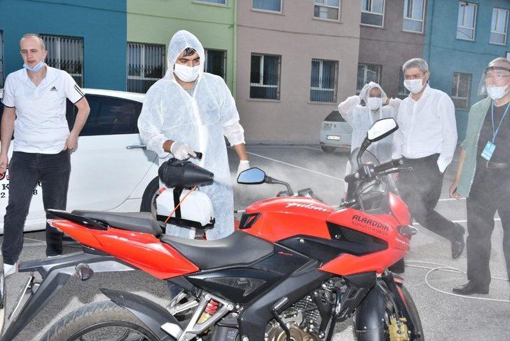 Karatay’da sürücü kursu araçları dezenfekte edildi G4