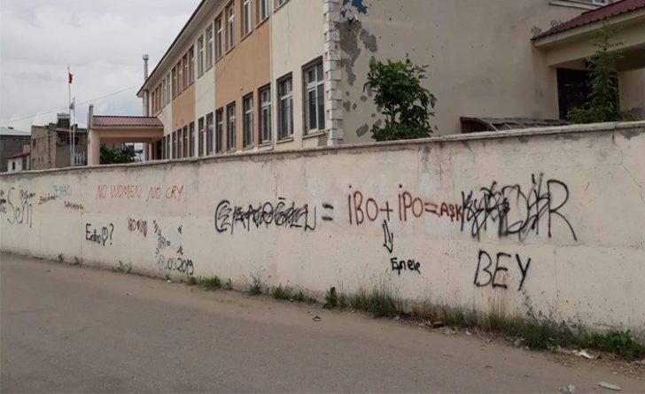 Van’da okul çevre duvarları çirkin yazılarla kirletiliyor G3