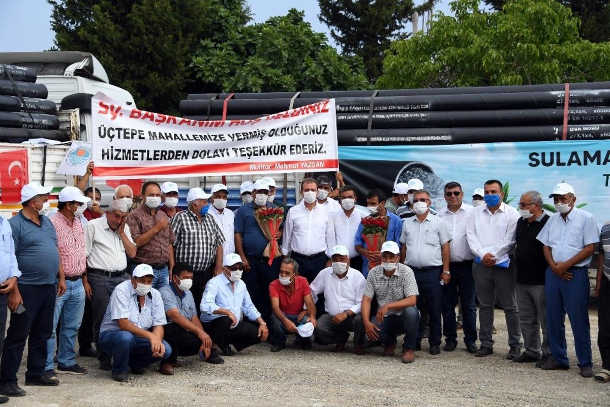 Erdemli&rsquo;deki &uuml;reticilere sulama borusu desteği