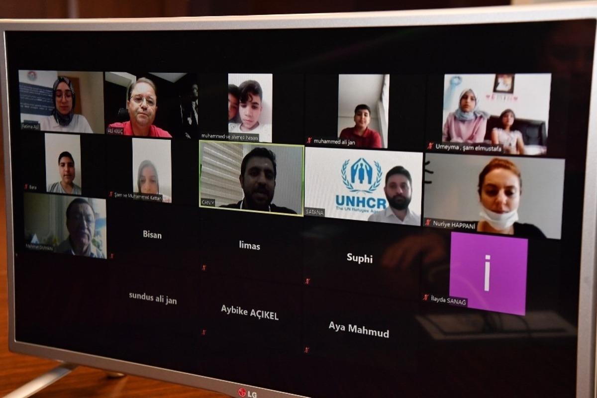 Başkan Ali Kılı&ccedil; m&uuml;lteci &ccedil;ocuklarla telekonferans ile buluştu