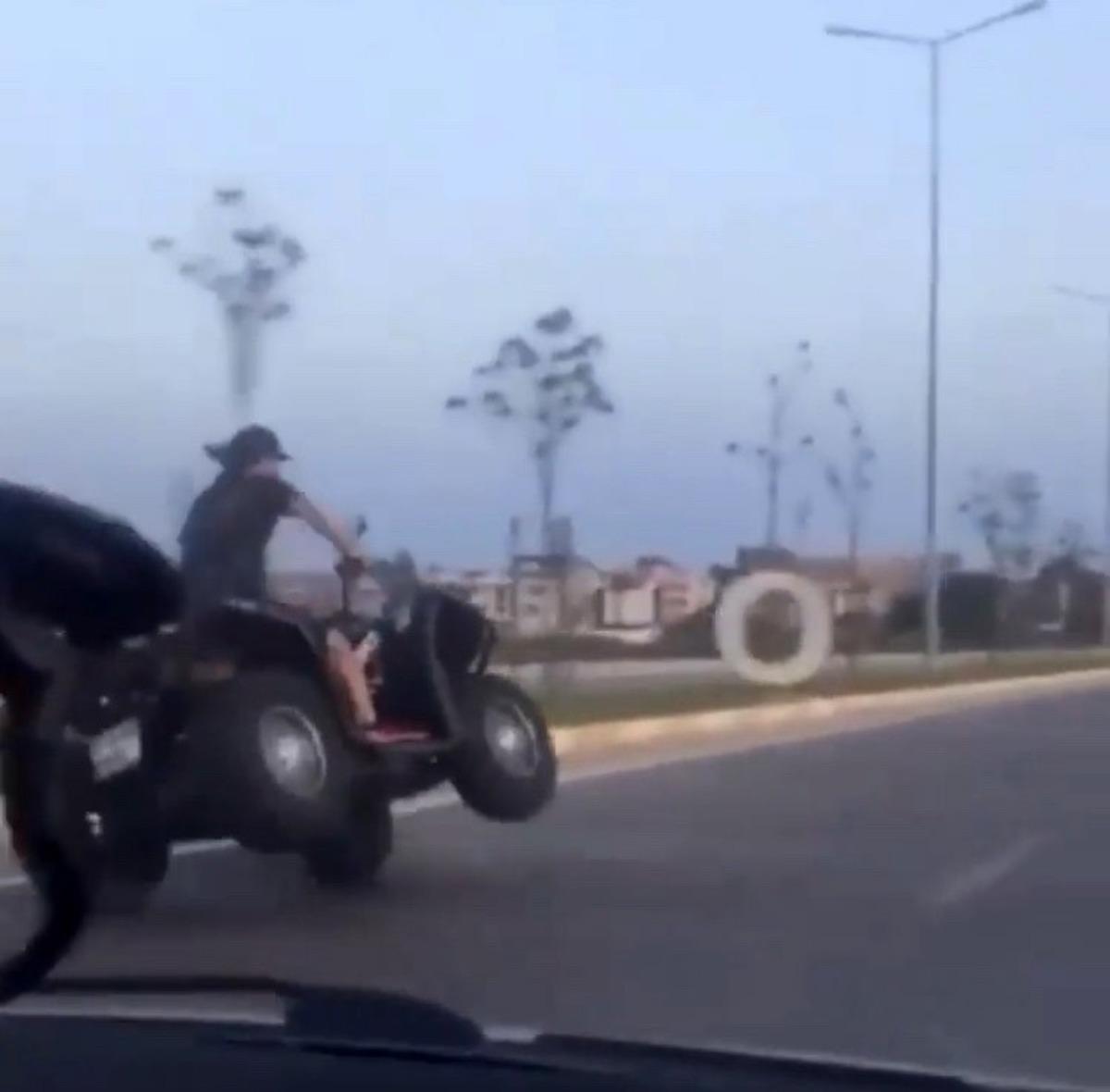 ATV ile kara yolunda pes dedirten hareketler