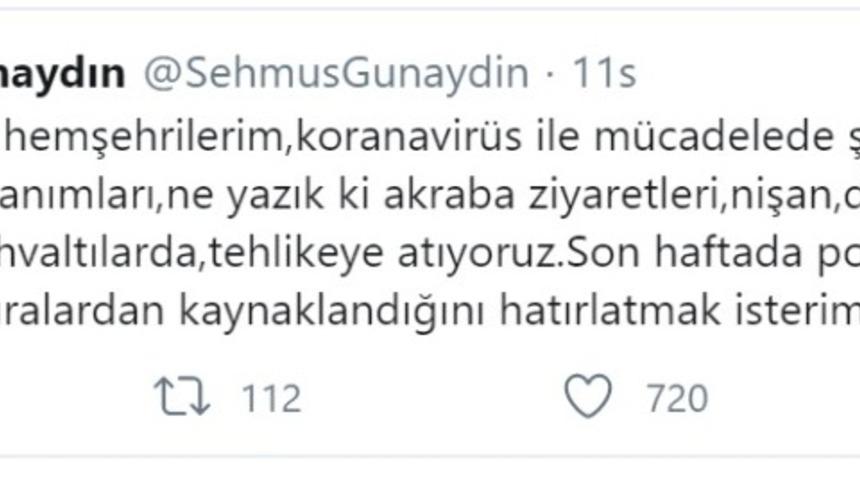 Vali G&uuml;naydın twitter&rsquo;dan uyardı