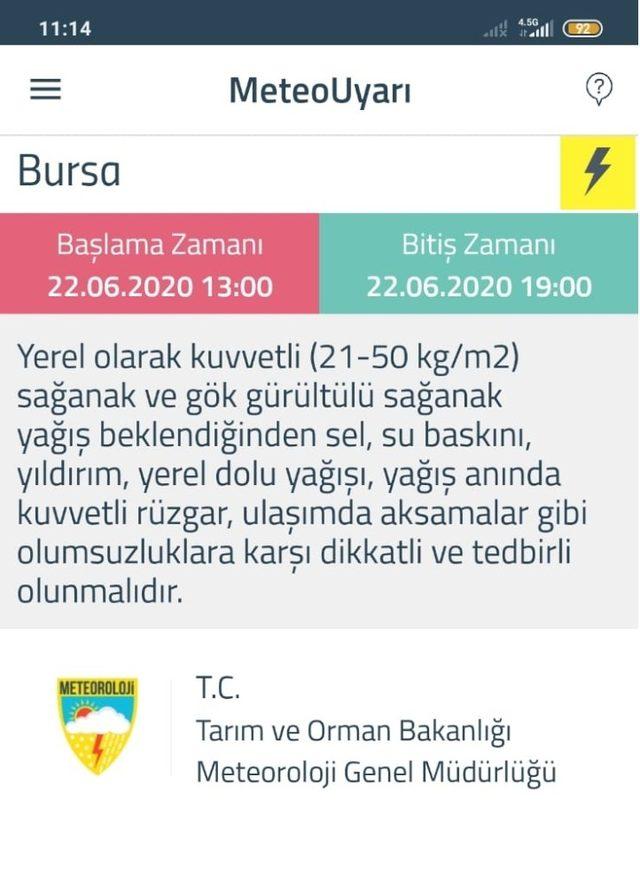 Meteoroloji’den Bursa için ’sarı’ uyarı!