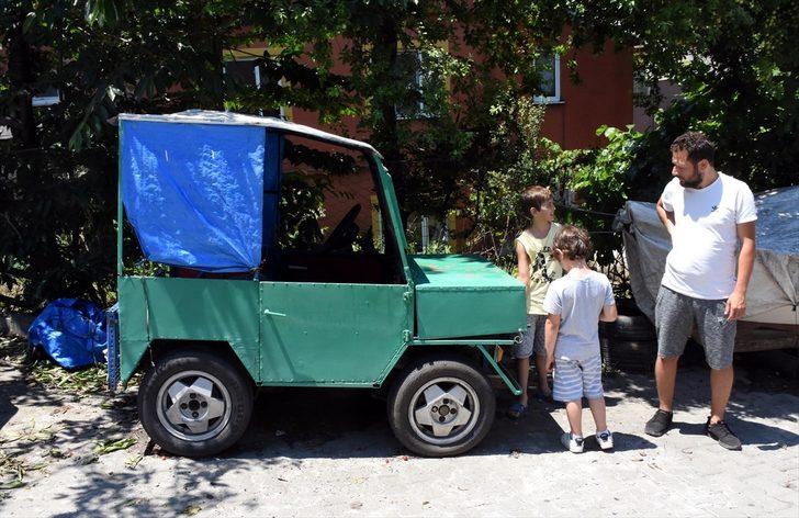 Sac parçalarından yaptığı araç görenlerin ilgisini çekiyor G1
