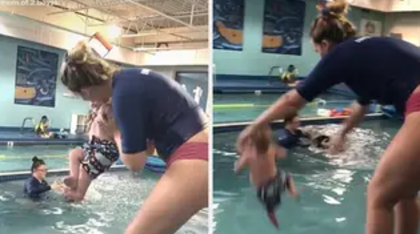 8 aylıkken havuza atılan bebek viral oldu