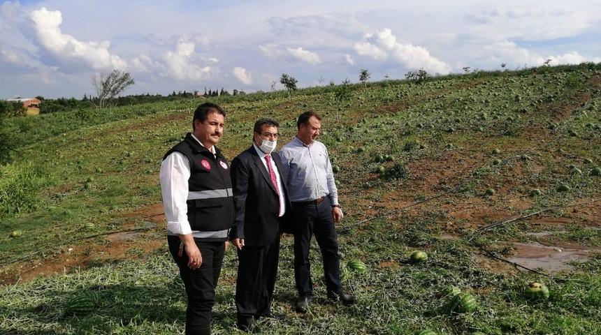 Biga&acute;da tarım arazileri şiddetli dolu nedeniyle zarar g&ouml;rd&uuml;