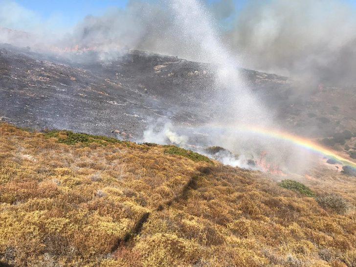 Bodrum'da yerleşim yerlerine yakın makilik alanda yangın G2