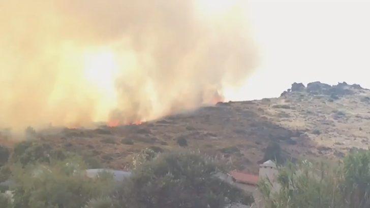 Bodrum'da yerleşim yerlerine yakın makilik alanda yangın G3