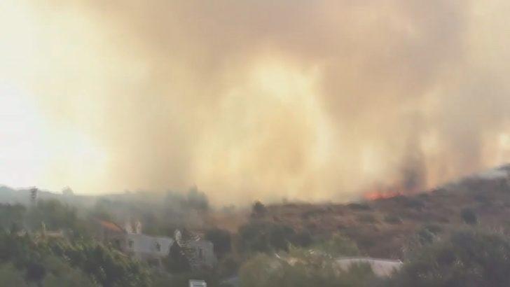 Bodrum'da yerleşim yerlerine yakın makilik alanda yangın G4