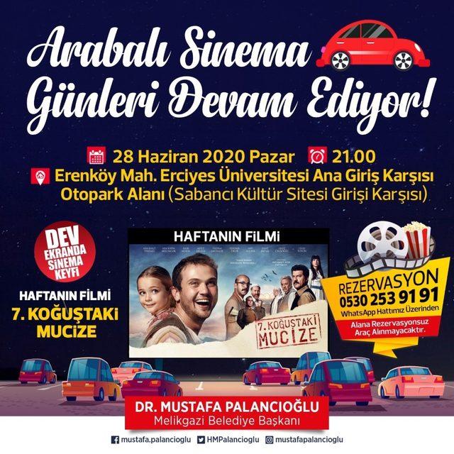 Melikgazi’de “Arabalı Sinema” için siz de yerinizi alın