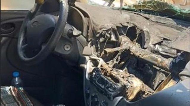 Söke’de park halindeki araç yandı