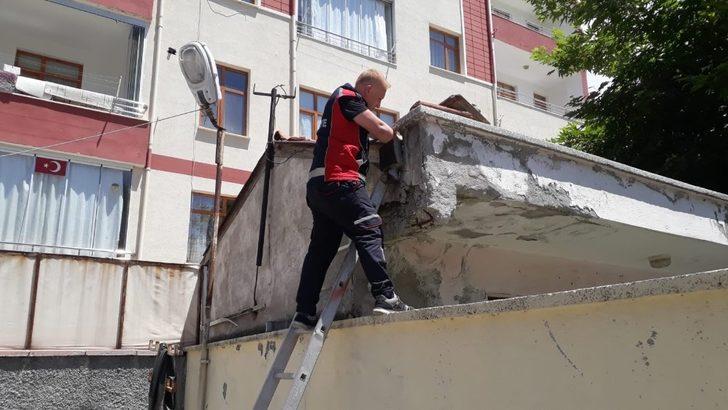 Mahsur kalan ebabil kuşunu itfaiye kurtardı G1