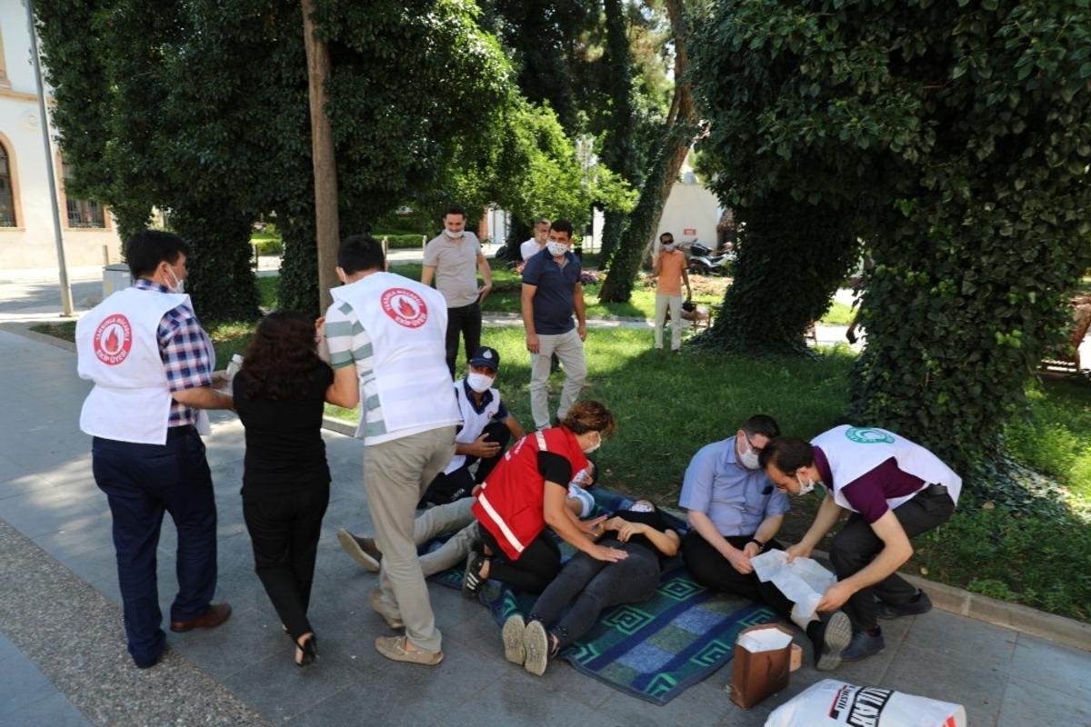 Menteşe Belediyesi &ccedil;alışanlarına yangın ve deprem tatbikatı