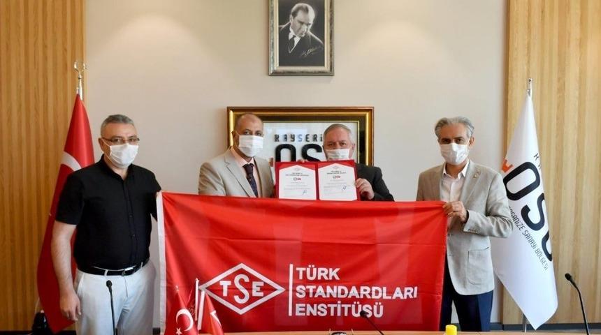 Kayseri OSB&rsquo;ye &lsquo;TSE Kovid-19 G&uuml;venli &Uuml;retim&rsquo; hizmet belgesi