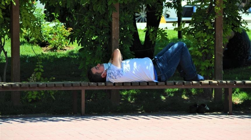 Sıcaktan bunalan parka koştu