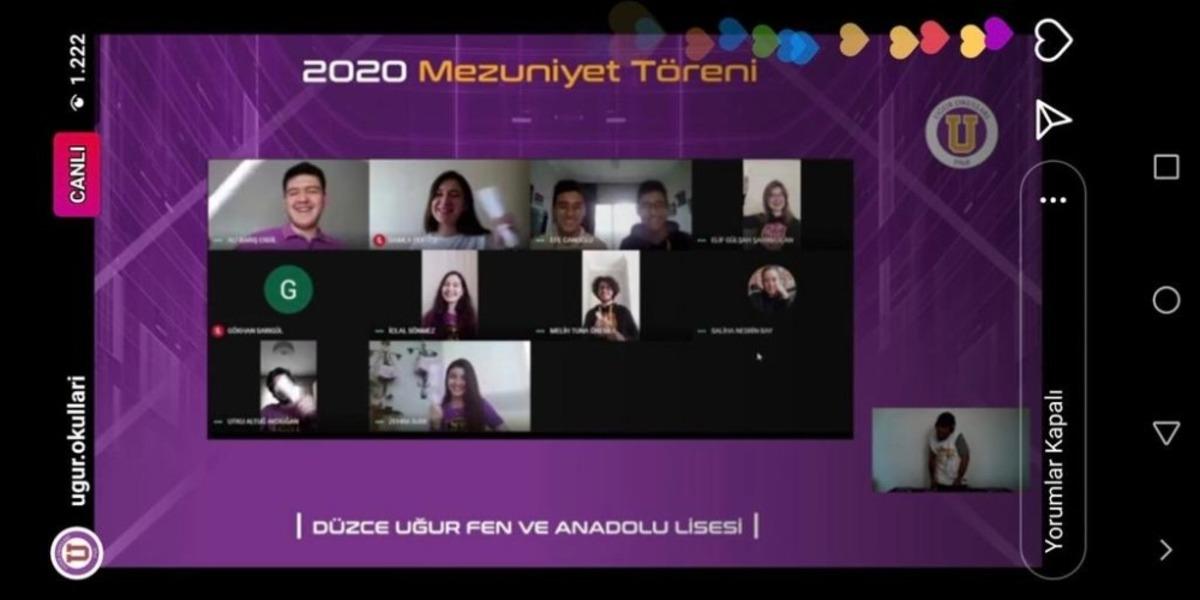 D&uuml;zce &Ouml;zel Uğur Fen ve Anadolu Lisesi mezunları online olarak geleceğe uğurlandı