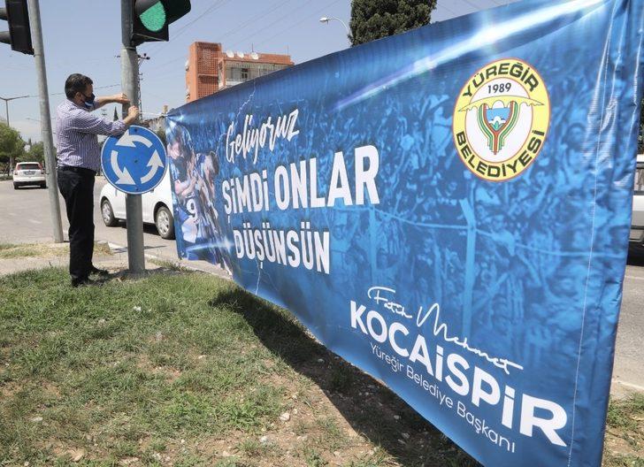 Yüreğir, Demirspor pankartları ile donatıldı G1