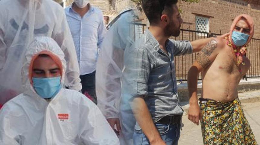 Damadın zor anları! Tulum giyerek oynadı, el arabasıyla gezdirildi