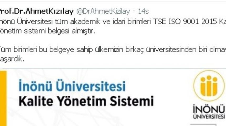 İn&ouml;n&uuml; &Uuml;niversitesi kalitede T&uuml;rkiye&rsquo;de birka&ccedil; &uuml;niversiteden biri oldu